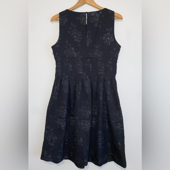 Floral Pleated Black Dress - Picture 2 of 6